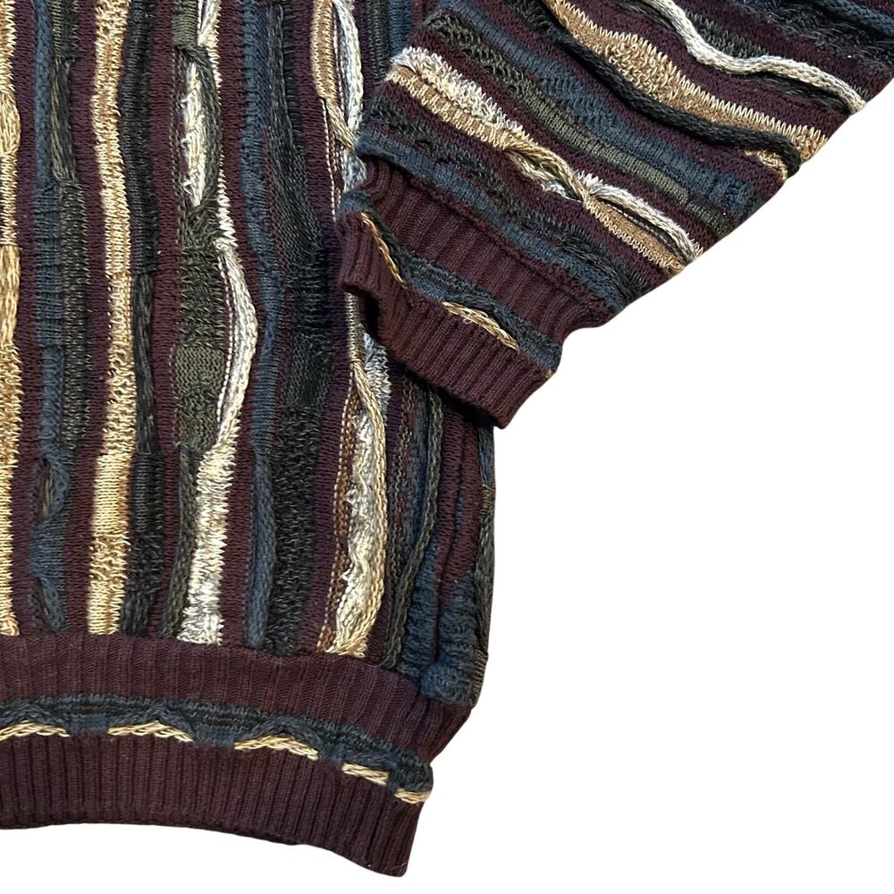 Vintage 90s Earth Tone 3D Textured Knit Coogi Style Sweater Professor Core Large - Picture 11 of 14